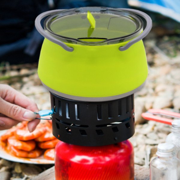 折り畳みケトル トラベルケトル ポット アウトドア調理器具 キャンプ 旅行用 シリコン 湯沸かし器 1L 折りたたみ式 省スペース 軽量