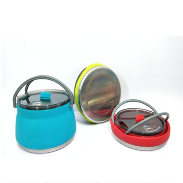 折り畳みケトル トラベルケトル ポット アウトドア調理器具 キャンプ 旅行用 シリコン 湯沸かし器 1L 折りたたみ式 省スペース 軽量