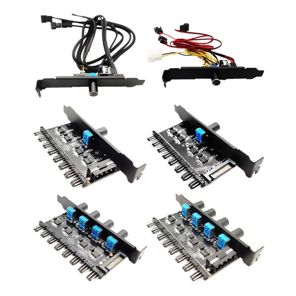 12V 1〜38ウェイコンピューターケース冷却ファンハブ4ピン/ 3ピン可変速度コントローラー無段階コンピューターアダプター
