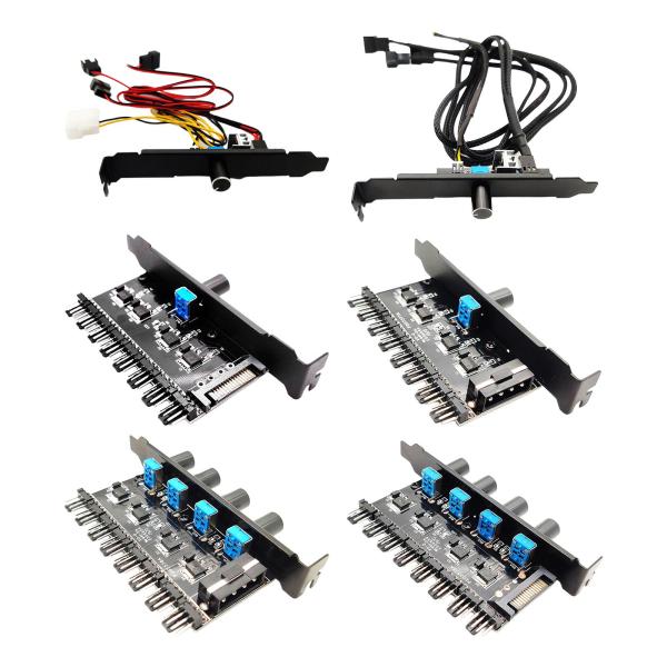 12V 1〜38ウェイコンピューターケース冷却ファンハブ4ピン/ 3ピン可変速度コントローラー無段階コンピューターアダプター