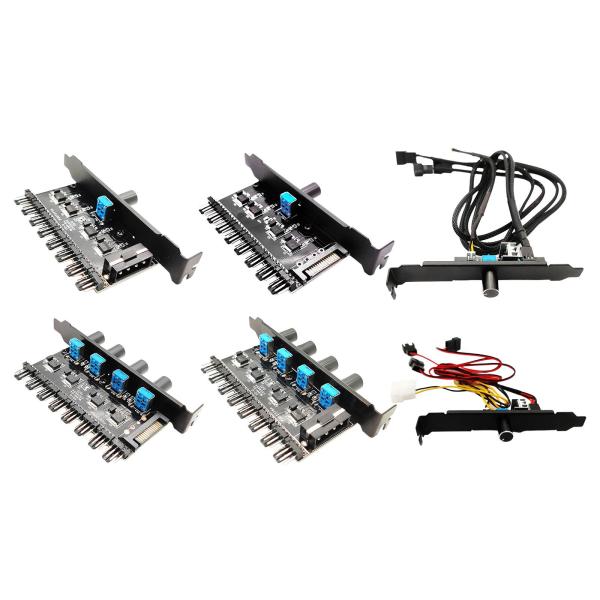 12V 1〜38ウェイコンピューターケース冷却ファンハブ4ピン/ 3ピン可変速度コントローラー無段階コンピューターアダプター