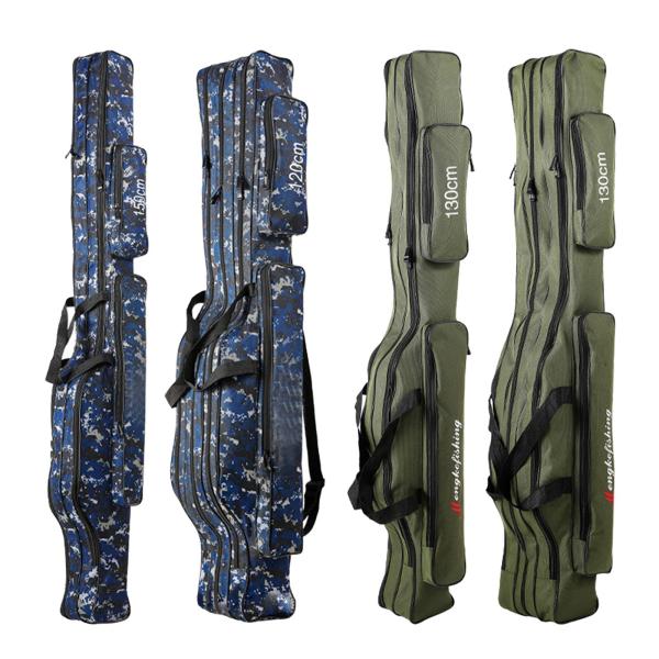 釣り竿ケース、釣り竿バッグ、防水釣り竿リールケースオーガナイザー釣り旅行バッグ、オックスフォード大容量釣りタックル収納バッグ