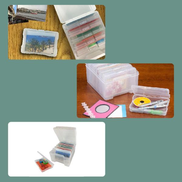 クラフトオーガナイザープラスチック収納ケース、寝室、研究、机、5x7インチ用の透明な多機能収納仕分けボックス