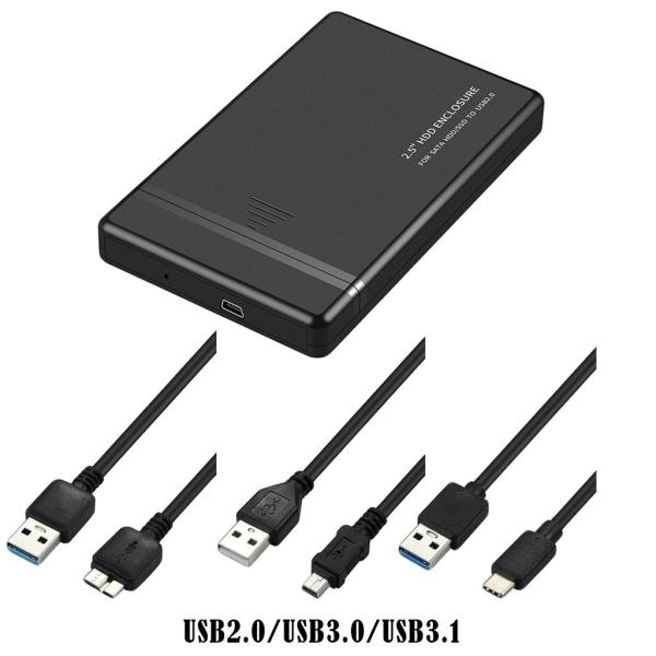 2.5インチ外付けハードドライブケースモバイルボックスDからSATAHDDケースUサポートラップトップPCコンピューター用ケーブル付