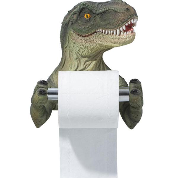 装飾的な恐竜トイレットペーパーホルダーオーガナイザーシェルフパンチフリー壁掛けトイレットペーパーホルダー洗面所の家の装飾のためのペーパータオ