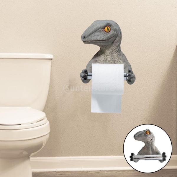 装飾的な恐竜トイレットペーパーホルダーオーガナイザーシェルフパンチフリー壁掛けトイレットペーパーホルダー洗面所の家の装飾のためのペーパータオ