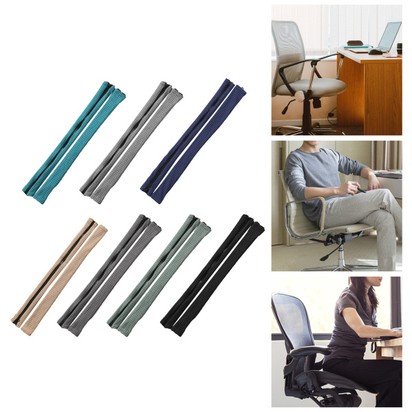 2xアームレストカバー洗濯機で洗えるストレッチ防塵ジッパー無地の汚れに強いコンピューターチェア用弾性スリップカバー肘アーム回転チェア