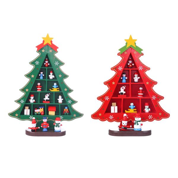 木製のクリスマスツリーの装飾品ウィンドウショップディスプレイミニチュアホリデーデコレーション棚暖炉明けましておめでとうメリークリスマスホーム