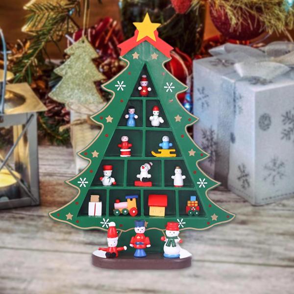 木製のクリスマスツリーの装飾品ウィンドウショップディスプレイミニチュアホリデーデコレーション棚暖炉明けましておめでとうメリークリスマスホーム