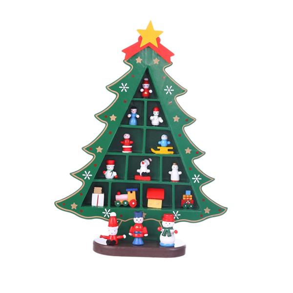 木製のクリスマスツリーの装飾品ウィンドウショップディスプレイミニチュアホリデーデコレーション棚暖炉明けましておめでとうメリークリスマスホーム