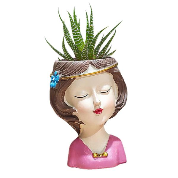 屋内屋外女性ヘッドプランターポット多肉植物ポット多肉植物プランター花瓶フラワーアレンジメント用の穴、植木鉢の家の庭の装飾