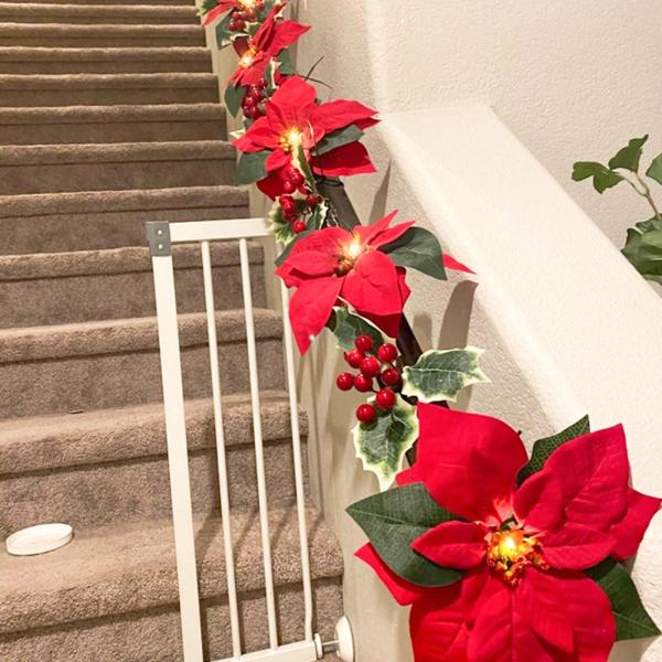 LEDクリスマスPoinsettia Fairy String Lightsフラワーガーランドクリスマスの装飾