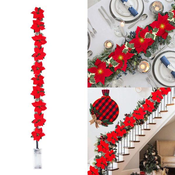 LEDクリスマスPoinsettia Fairy String Lightsフラワーガーランドクリスマスの装飾