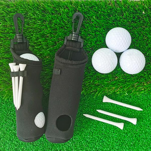ゴルフスポーツアクセサリー用のネオプレン製のゴルフボールポーチティーホルダーベルトウエストバッグは、3つのボールと3つのゴルフティーを保持し
