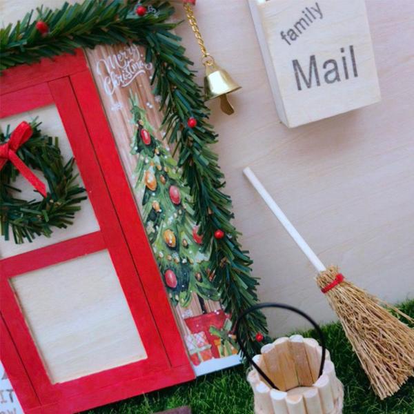 1:12ドールハウスガーデンドアクリスマスツリーベンチ木製クリスマスインテリアライフシーン