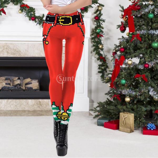 レギンス クリスマス スキニーパンツ レディース サンタ 伸縮性  女性 ストレッチ フィットネス  3D クリスマスコスチューム