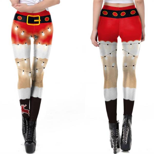 レギンス クリスマス スキニーパンツ レディース サンタ 伸縮性  女性 ストレッチ フィットネス  3D クリスマスコスチューム