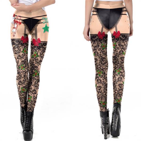 レギンス クリスマス スキニーパンツ レディース サンタ 伸縮性  女性 ストレッチ フィットネス  3D クリスマスコスチューム
