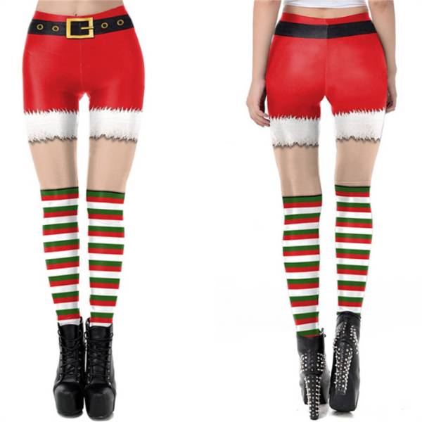 レギンス クリスマス スキニーパンツ レディース サンタ 伸縮性  女性 ストレッチ フィットネス  3D クリスマスコスチューム
