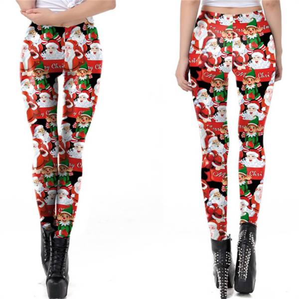 レギンス クリスマス スキニーパンツ レディース サンタ 伸縮性  女性 ストレッチ フィットネス  3D クリスマスコスチューム