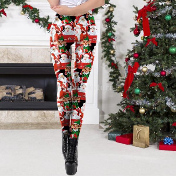 レギンス クリスマス スキニーパンツ レディース サンタ 伸縮性  女性 ストレッチ フィットネス  3D クリスマスコスチューム