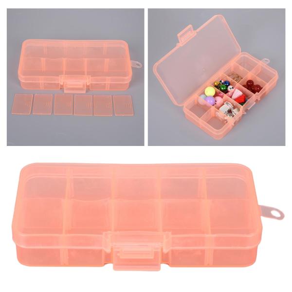 10グリッドプラスチック収納ジュエリーボックスビーズイヤリング釣り針小さなアクセサリーボックス