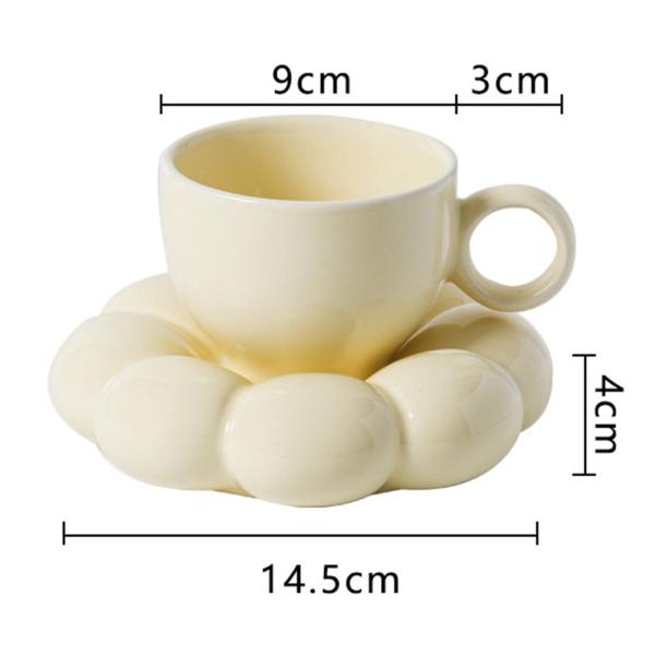 ハンドル付きコーヒーマグとコースターセット滑り止めセラミックシンプルな北欧の絶妙な食器洗い機ホームオフィスで洗えるフラワーティーを飲む