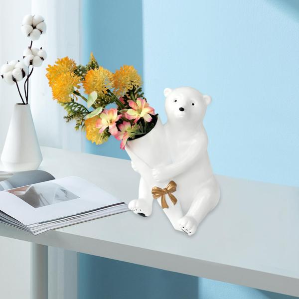 クマの花瓶の彫刻ドライフラワーアレンジメント寝室庭の装飾オフィス