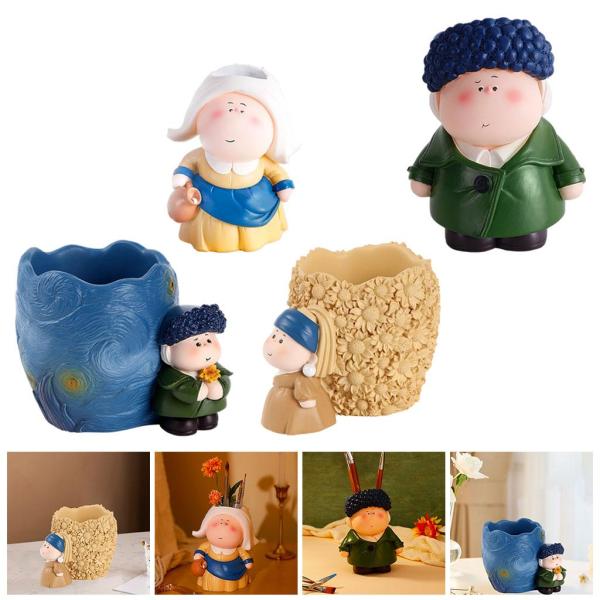 かわいい樹脂のデスクトップの置物ペンホルダークラフト鮮やかな色ベッドサイドの装飾