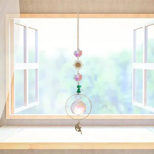 クリスタルサンペンダントウィンドチャイムハンギングレインボーメーカーウィンドチャイムリビングルーム屋内屋外結婚式の装飾飾り