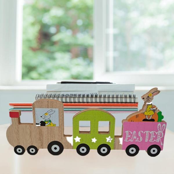 イースターバニーの装飾品家の本棚の装飾のための木製のバニーの装飾