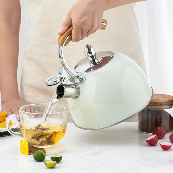 すべてのストーブトップと互換性のあるステンレス鋼をホイッスルするティーケトルを処理する-誘導またはガス、3L容量