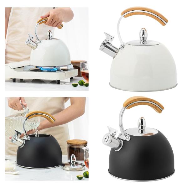 すべてのストーブトップと互換性のあるステンレス鋼をホイッスルするティーケトルを処理する-誘導またはガス、3L容量
