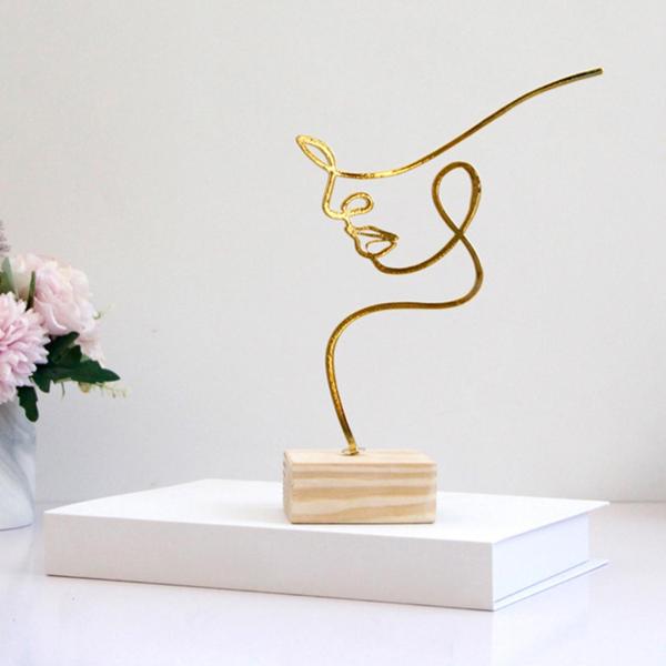 家のデスクトップの装飾のためのミニマリストの芸術彫刻の置物の金属線の装飾