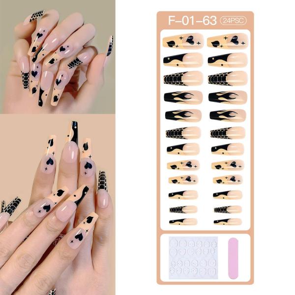 24xロングコフィンネイルチップ12サイズネイルアートDIYサロン用の偽のネイル