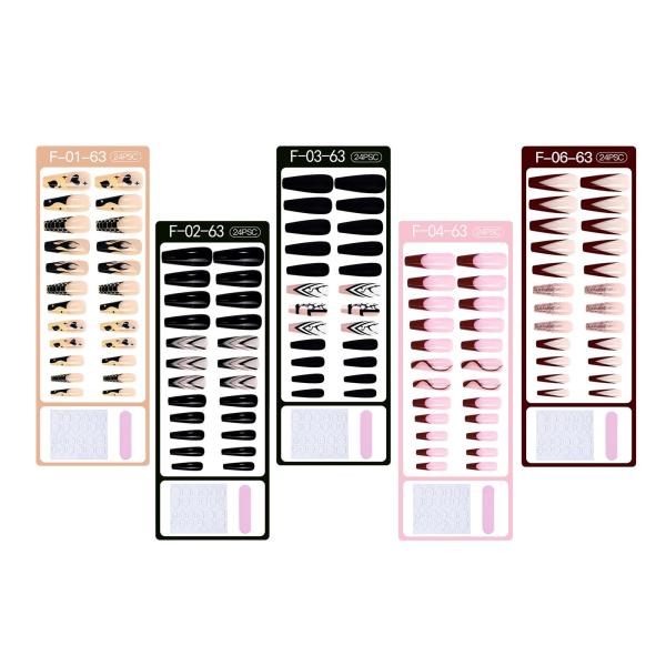 24xロングコフィンネイルチップ12サイズネイルアートDIYサロン用の偽のネイル