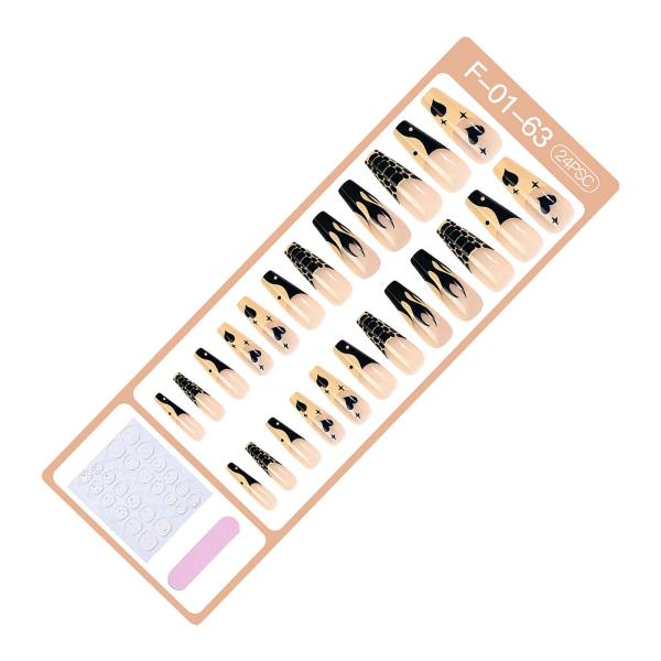 24xロングコフィンネイルチップ12サイズネイルアートDIYサロン用の偽のネイル