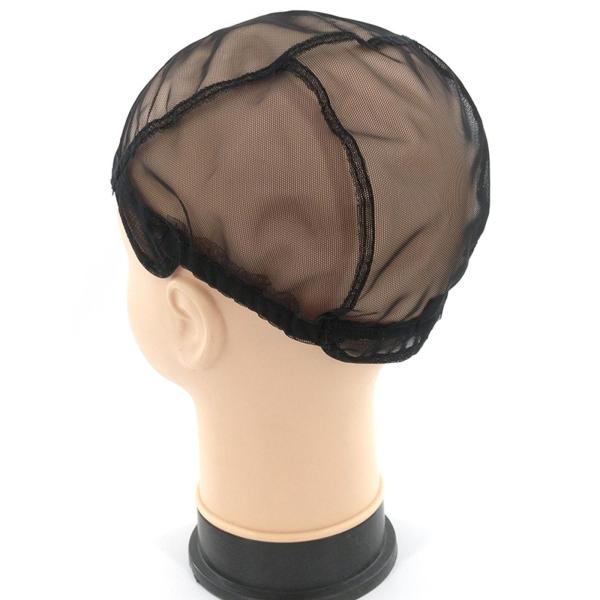 ブラックレースネットウィッグキャップハット伸縮性軽量ウィッグアクセサリーシン