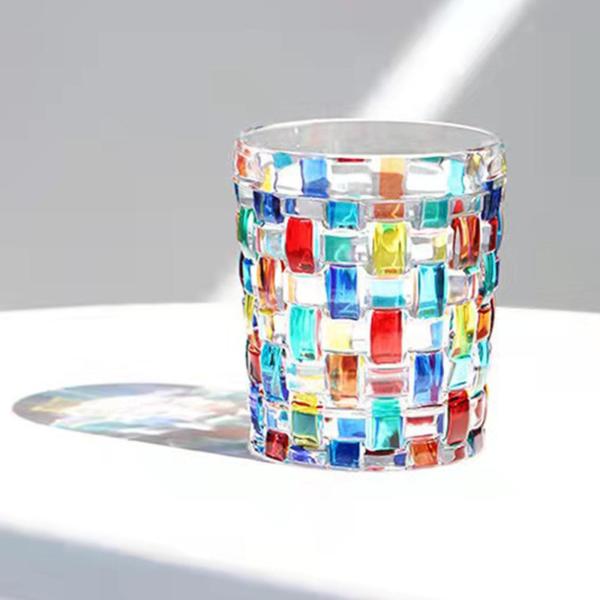家庭用飲料ワイン用のカラフルな絵画ガラス製品ティーカップ付きガラスカップ