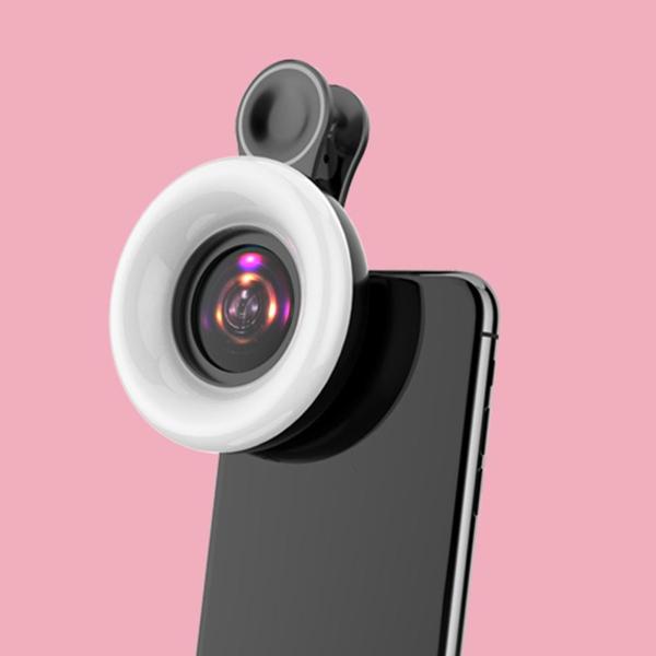 iPhoneズームミーティング用の携帯電話フィルライト15倍マクロレンズ調光
