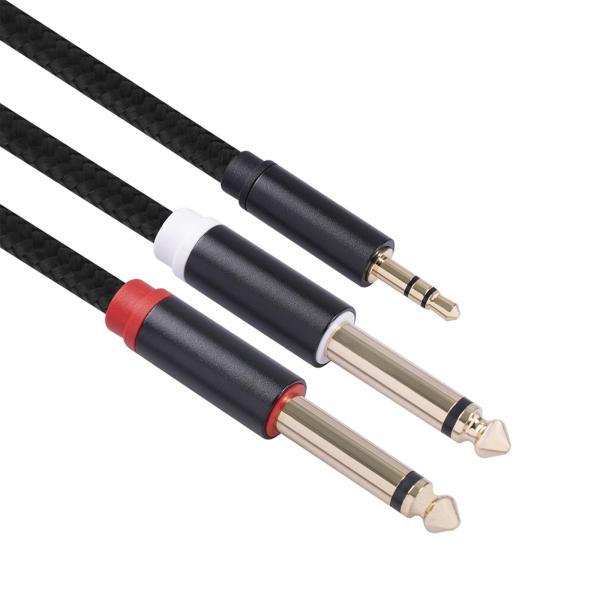 3.5mmオーディオケーブル.5mm1/8インチTRSオスから2x6.35mm1/4インチ TSオス（CDプレーヤー用）