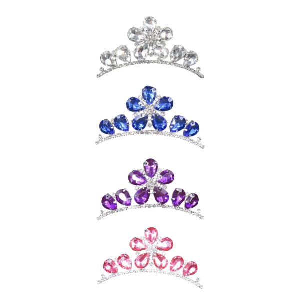 女性の誕生日の衣装のための櫛のピンが付いているラインストーンのブライダルティアラの王冠