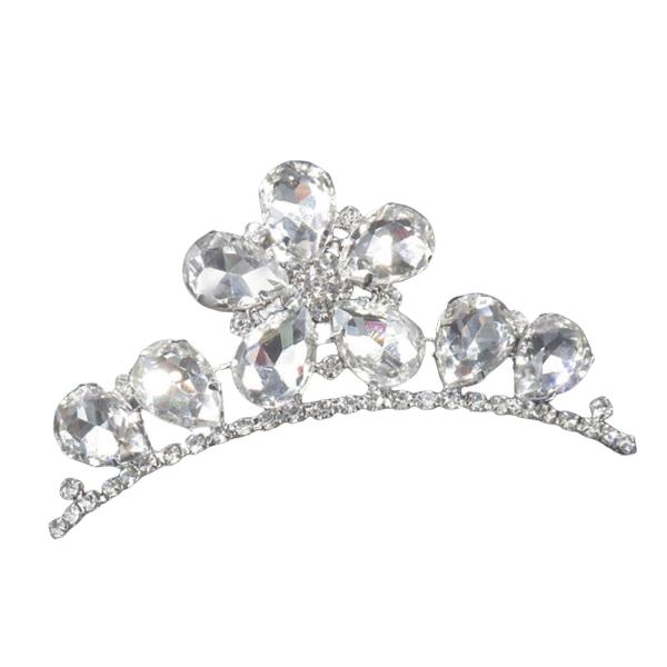 女性の誕生日の衣装のための櫛のピンが付いているラインストーンのブライダルティアラの王冠