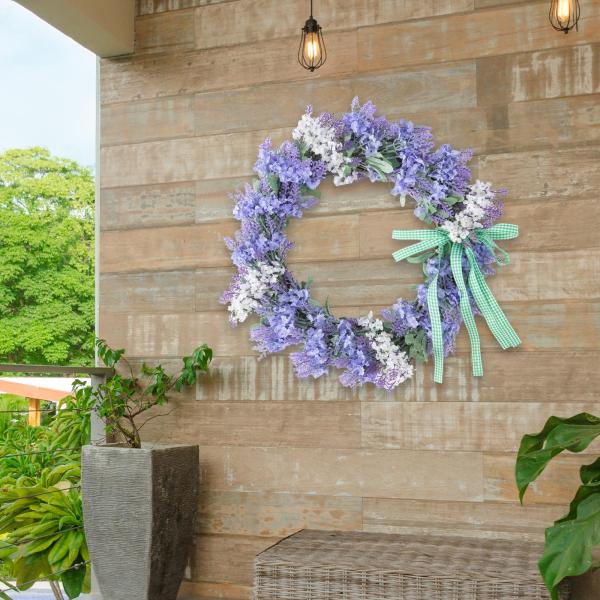 玄関ドアの結婚披露宴の夏のシミュレーションラベンダーリース