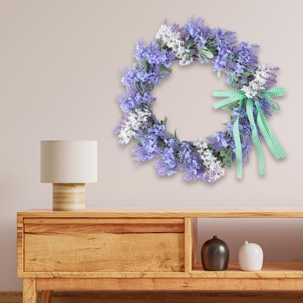 玄関ドアの結婚披露宴の夏のシミュレーションラベンダーリース