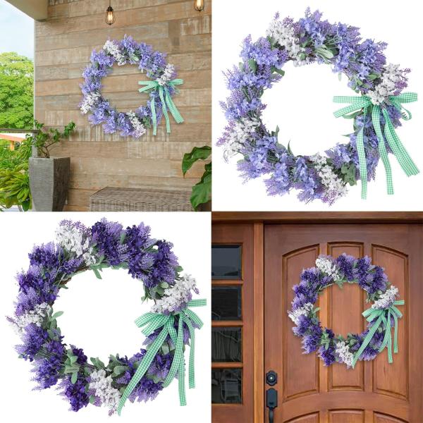 玄関ドアの結婚披露宴の夏のシミュレーションラベンダーリース