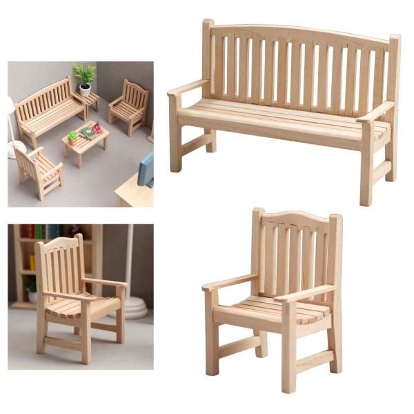 1:12装飾品用木製ミニチュアガーデンベンチミニデコレーションアクセサリー