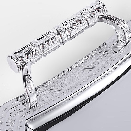 家庭用サービングトレイ パーティ ステンレス スナックトレイ フルーツプレート ティートレイ ゴールドトリム