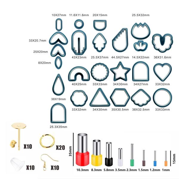 114個のポリマークレイカッター10イヤスタッド手作り40ソフト陶器カッタージュエリー作り