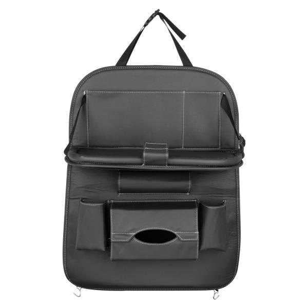 カーバックシートオーガナイザー タブレットホルダー付き PUレザー 高耐久 ダイニング収納バッグ キックマットホルダー カップホルダー